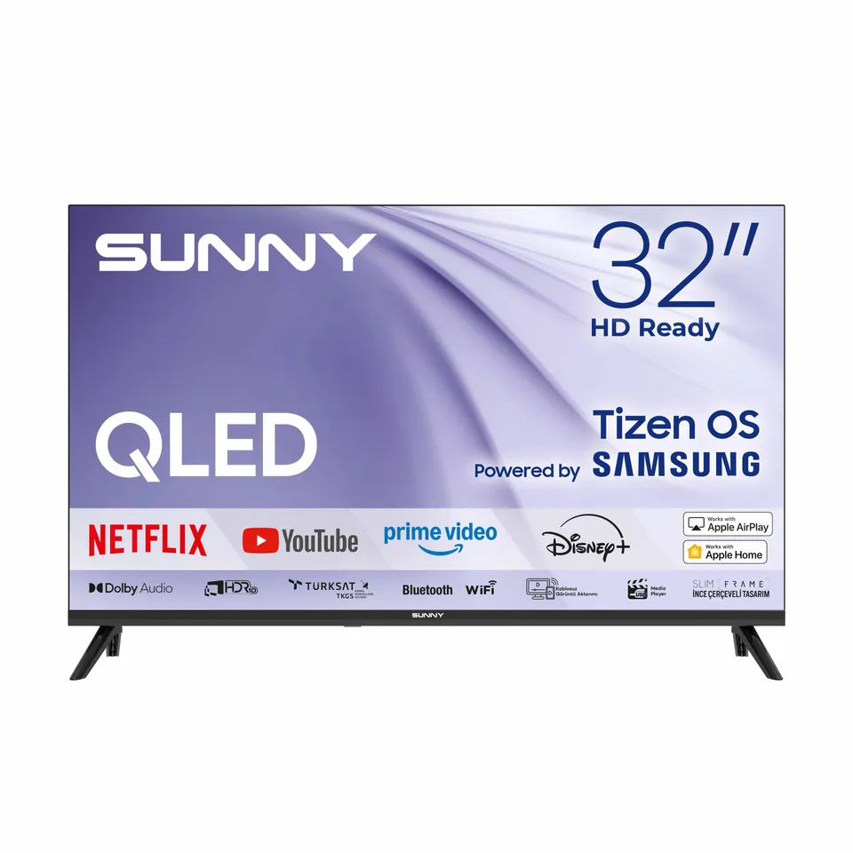 Sunny 32 inç HDR QLED Milan TizenOS 8.0 Siyah Smart TV SN32QHMLN-T08I